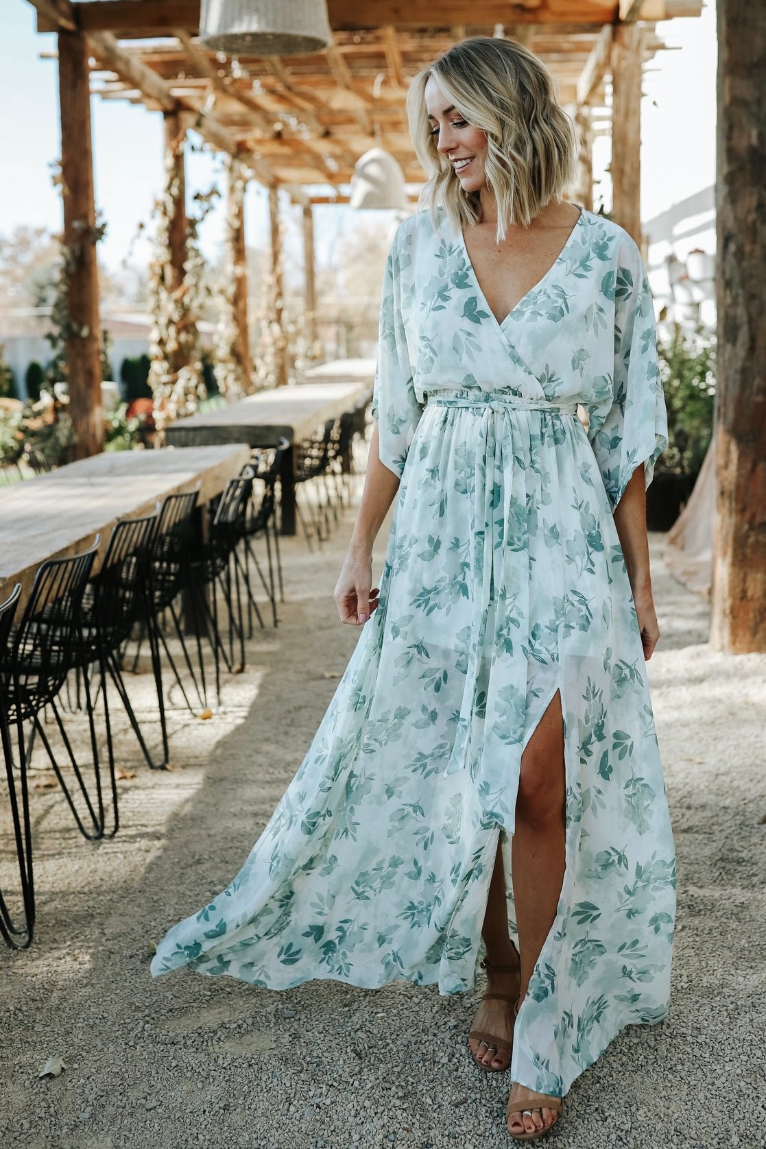 Kia Kimono Maxi Dress | Sage Floral Buy Cheap Fashion Style