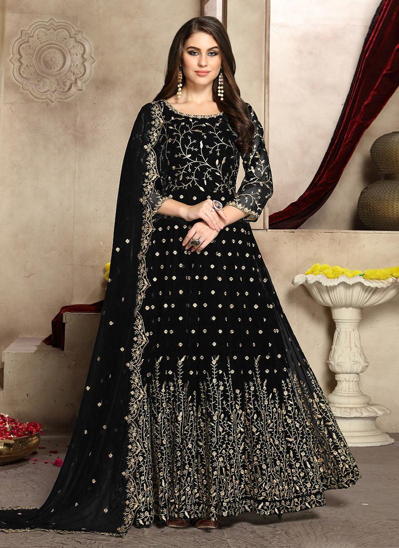 Heavy Zari Work Black Anarkali Suit Clearance Big Discount