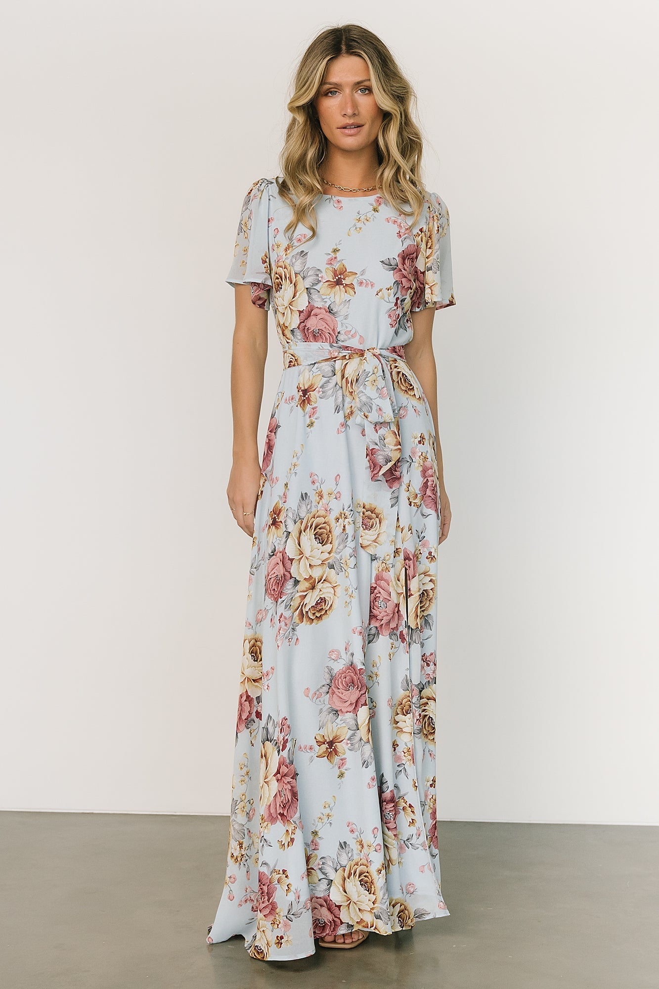 Naomi Short Sleeve Maxi Dress | Blue Multi Floral Latest Collections Cheap Pice