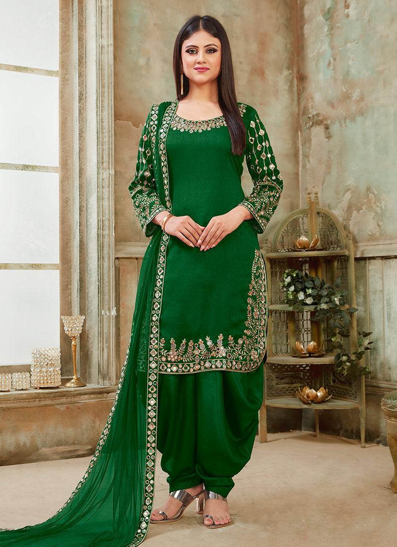 Heavy Work Green Punjabi Salwar Suit Free Shipping Get Authentic