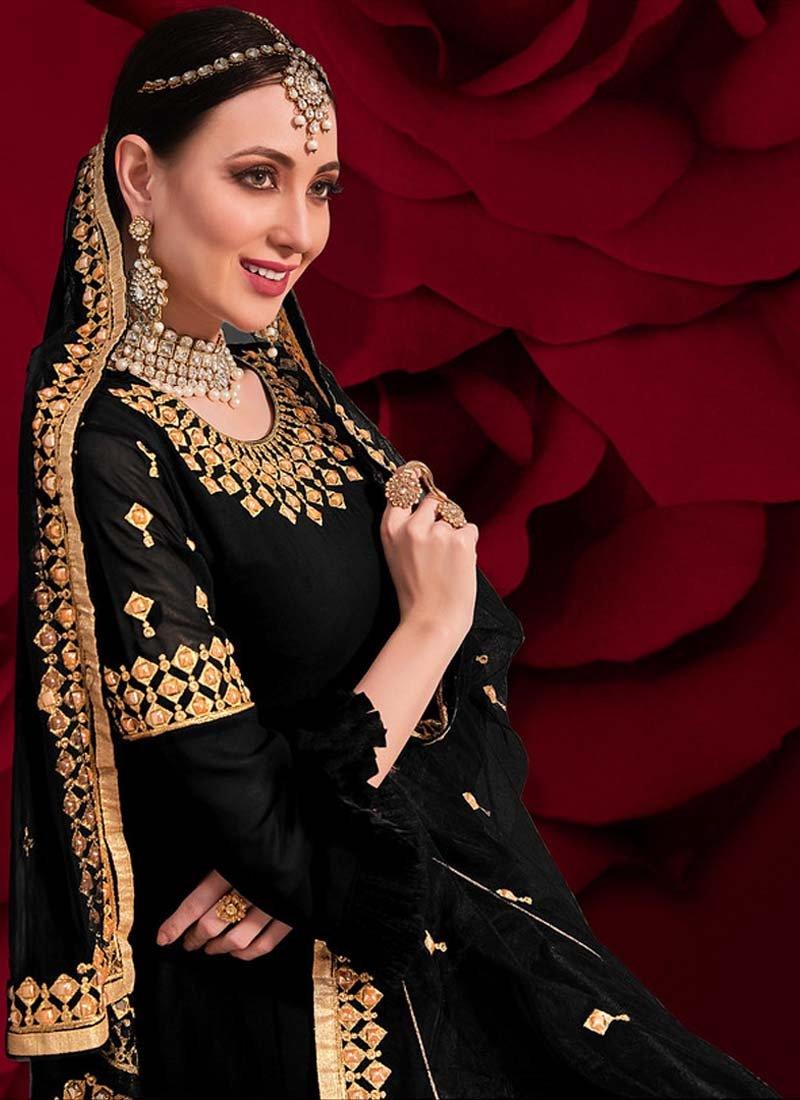 Georgette Fabric Black Anarkali Salwar Suit With Dupatta Buy Cheap Footlocker