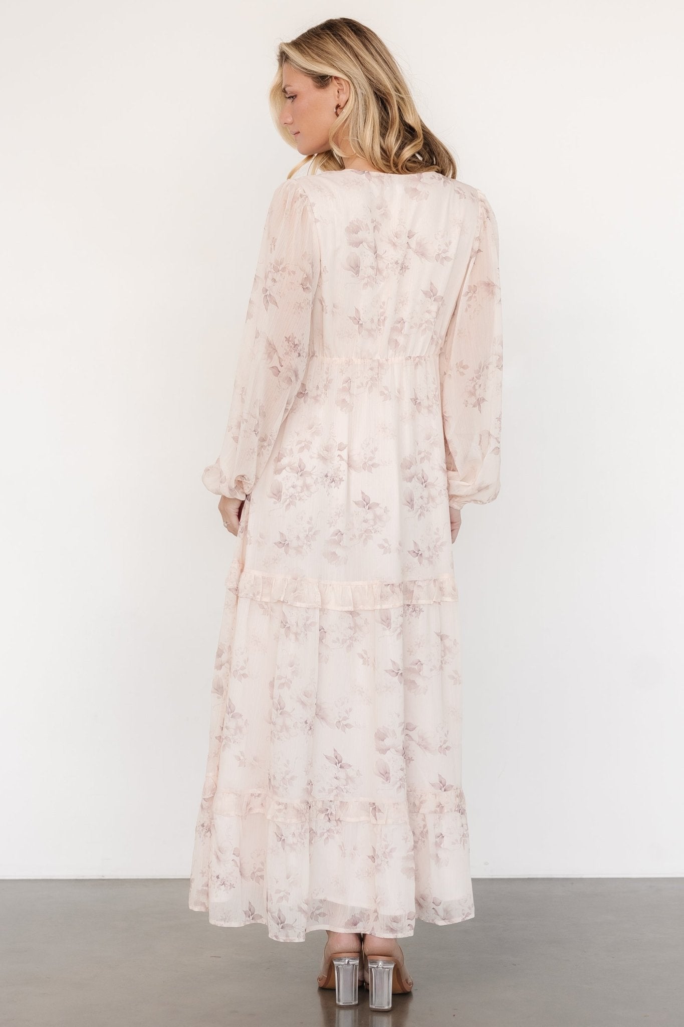 Rumi Deep V Maxi Dress | Beige + Clove Floral Buy Cheap Latest