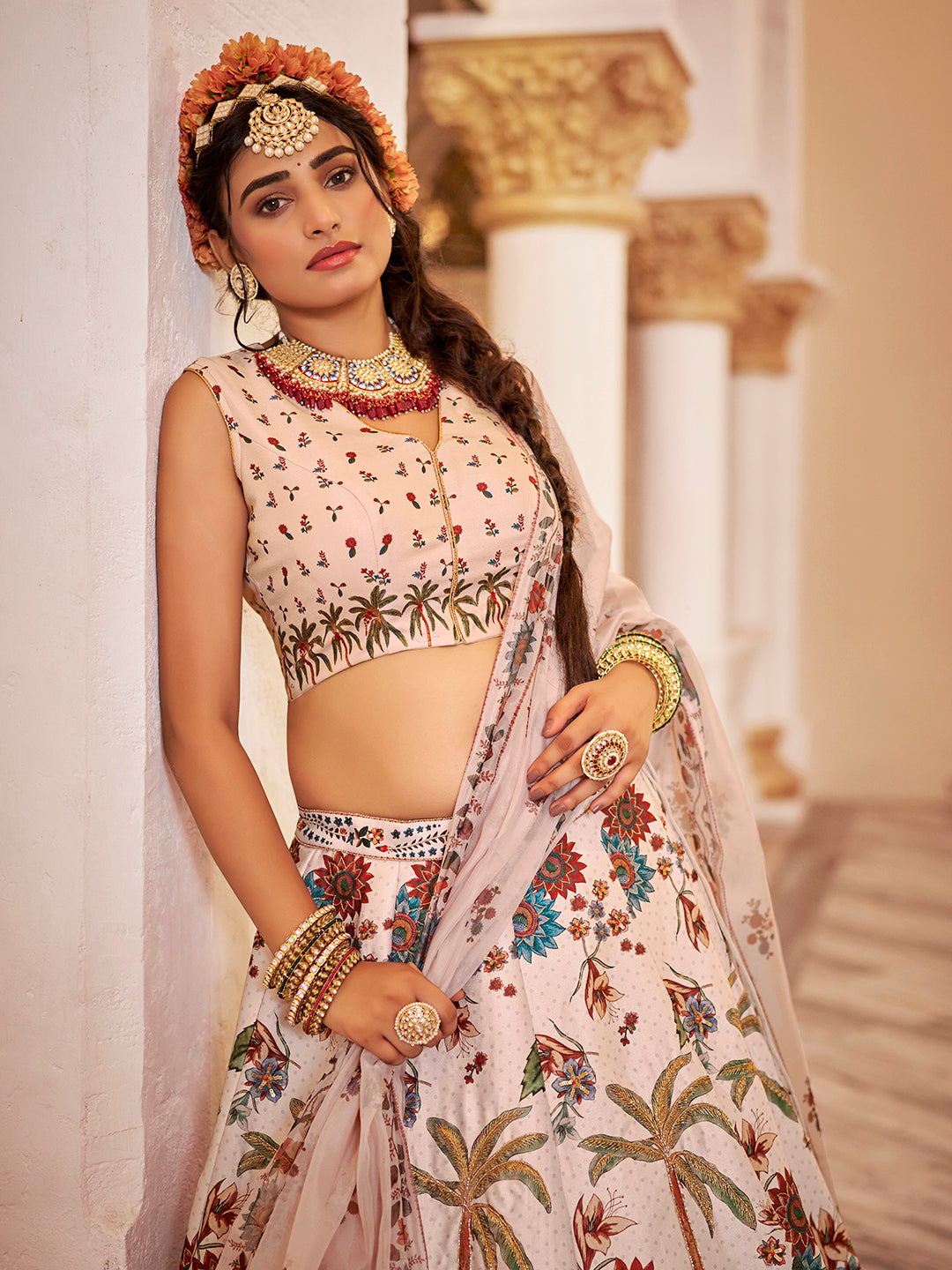 Exquisite Off-White Art Silk Floral Lehenga Choli Set Wide Range Of Sale Online