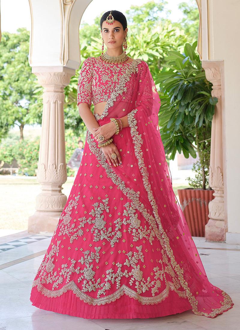 Pink Color Soft Net Base Sequins And Dori Work Lehenga Choli Really Cheap