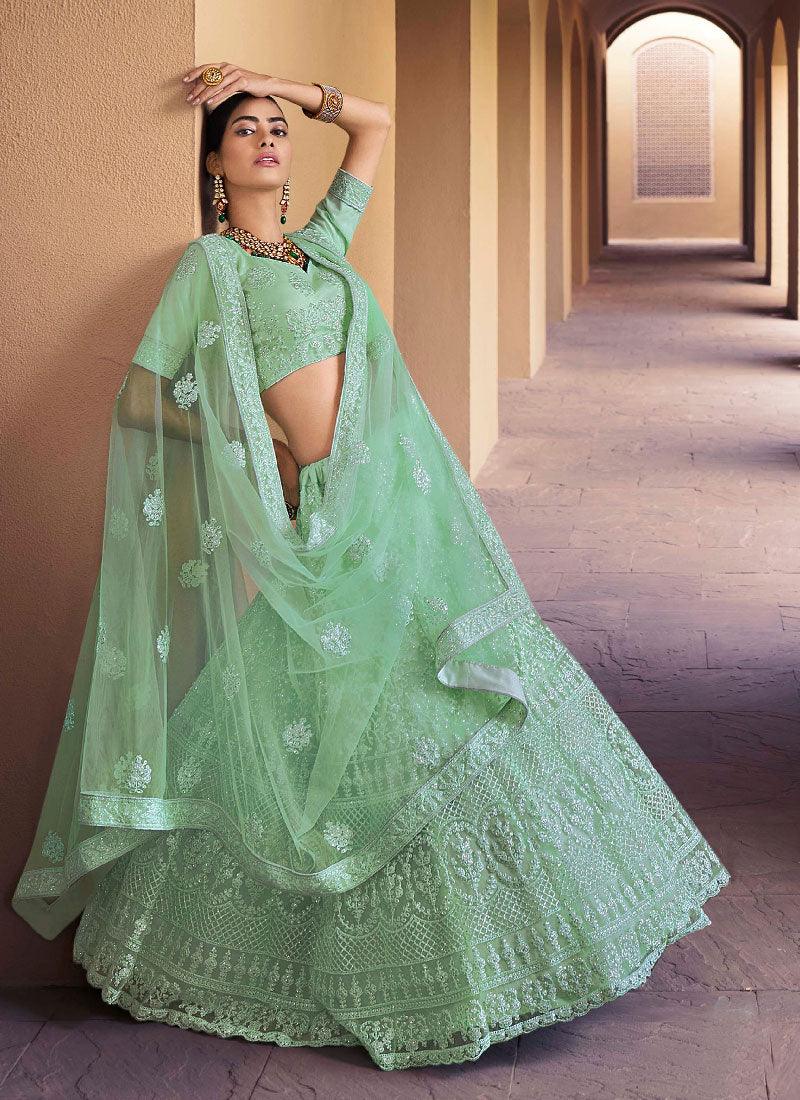 Dreadful Light Green Color Soft Net Base With Sequins Work Lehenga Choli Free Shipping Tumblr