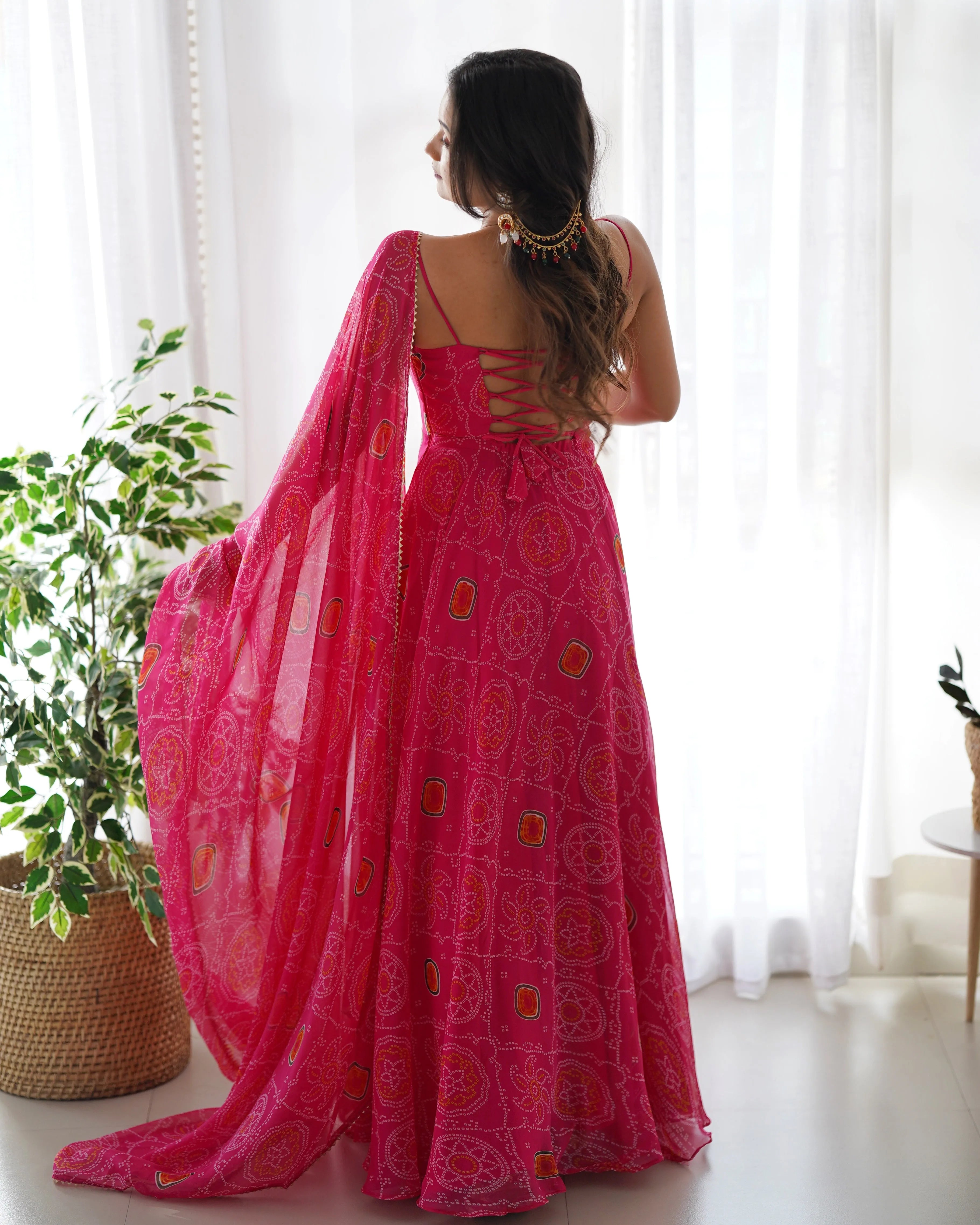 Elegant Pink Chiffon Anarkali Dress with Dupatta Clearance Clearance