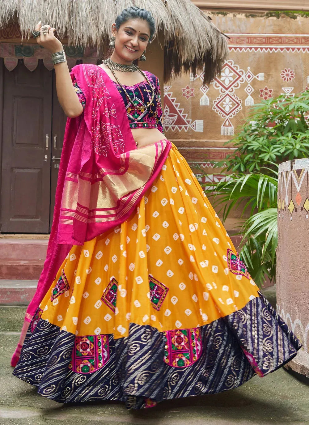 Breathtaking Yellow Embroidered Navratri Lehenga Choli From China Free Shipping Low Pice