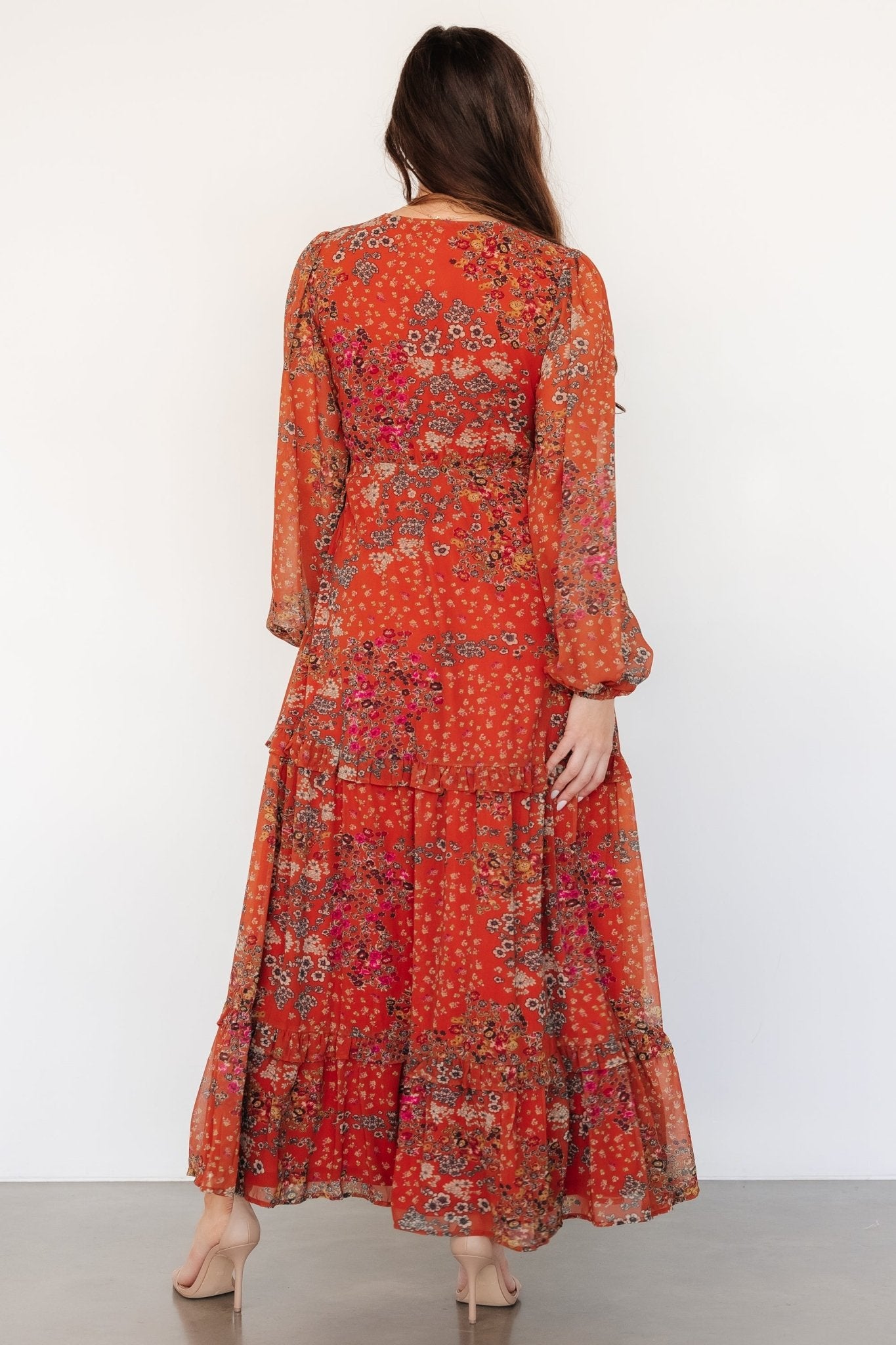 Bowman Deep V Maxi Dress | Rust Multi Sale With Credit Card