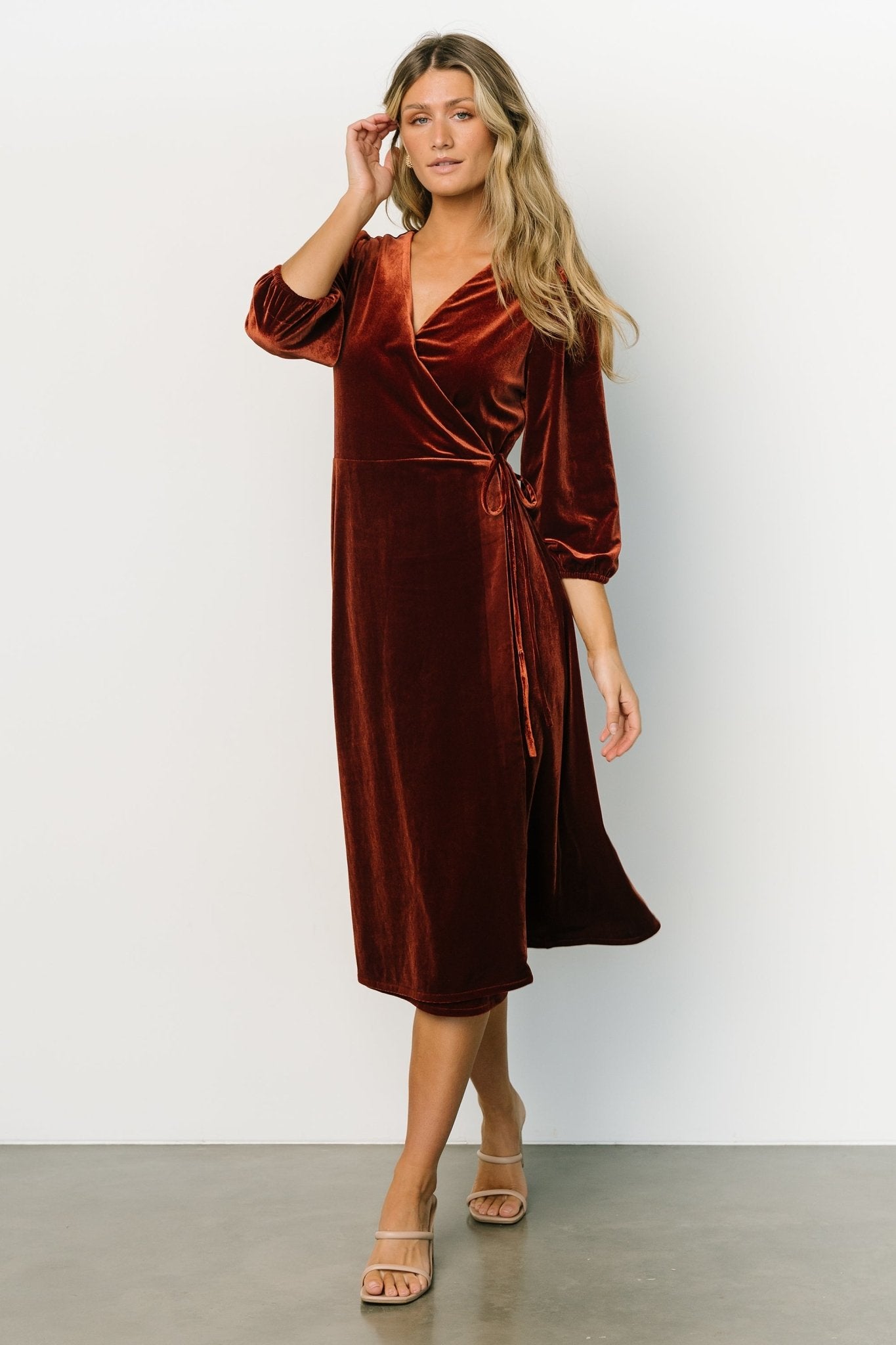 Beckinsale Velvet Wrap Dress | Cinnamon Discount Looking For