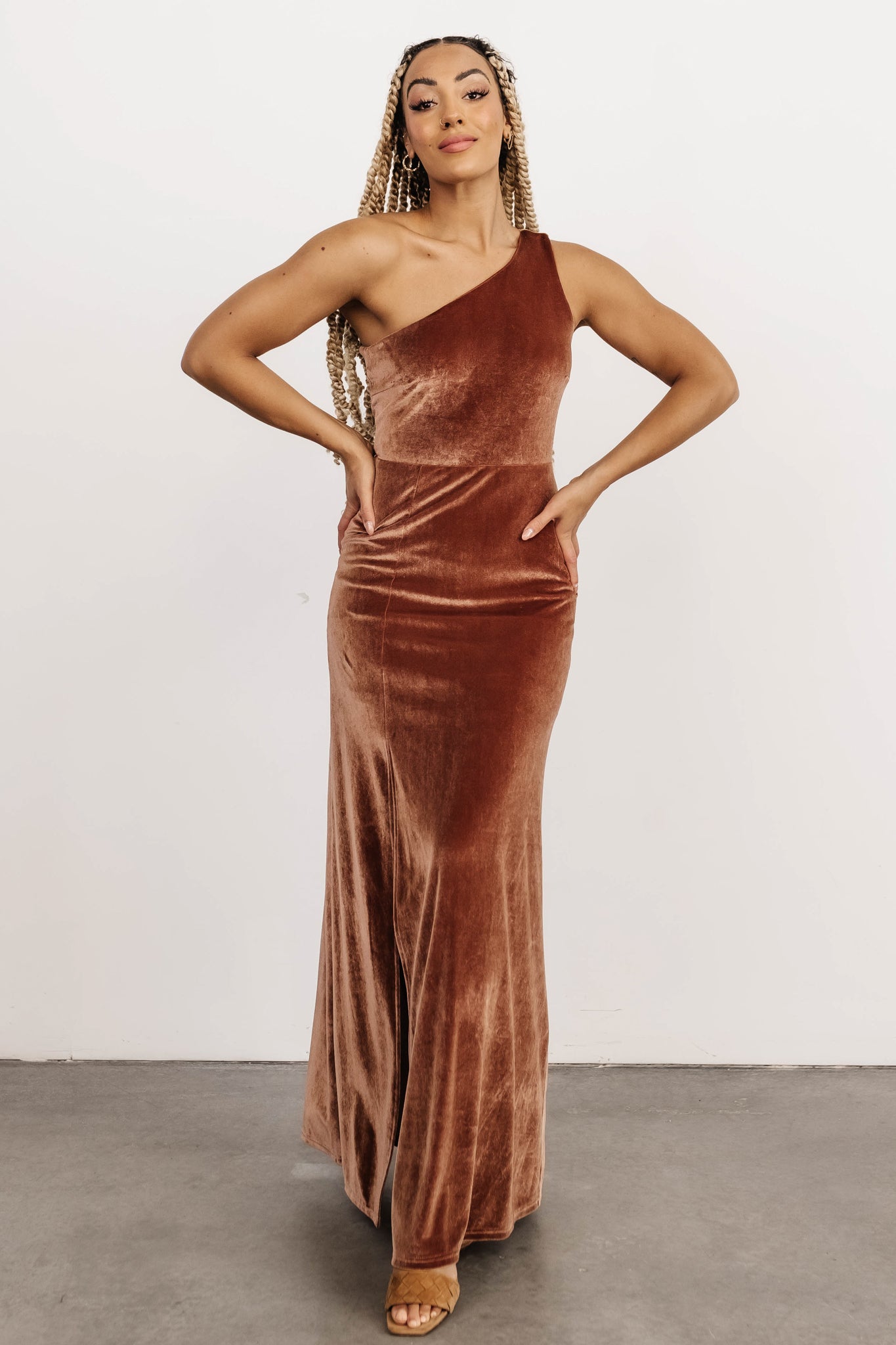 Tatiana Velvet One Shoulder Maxi Dress | Bronze Buy Cheap Best Wholesale