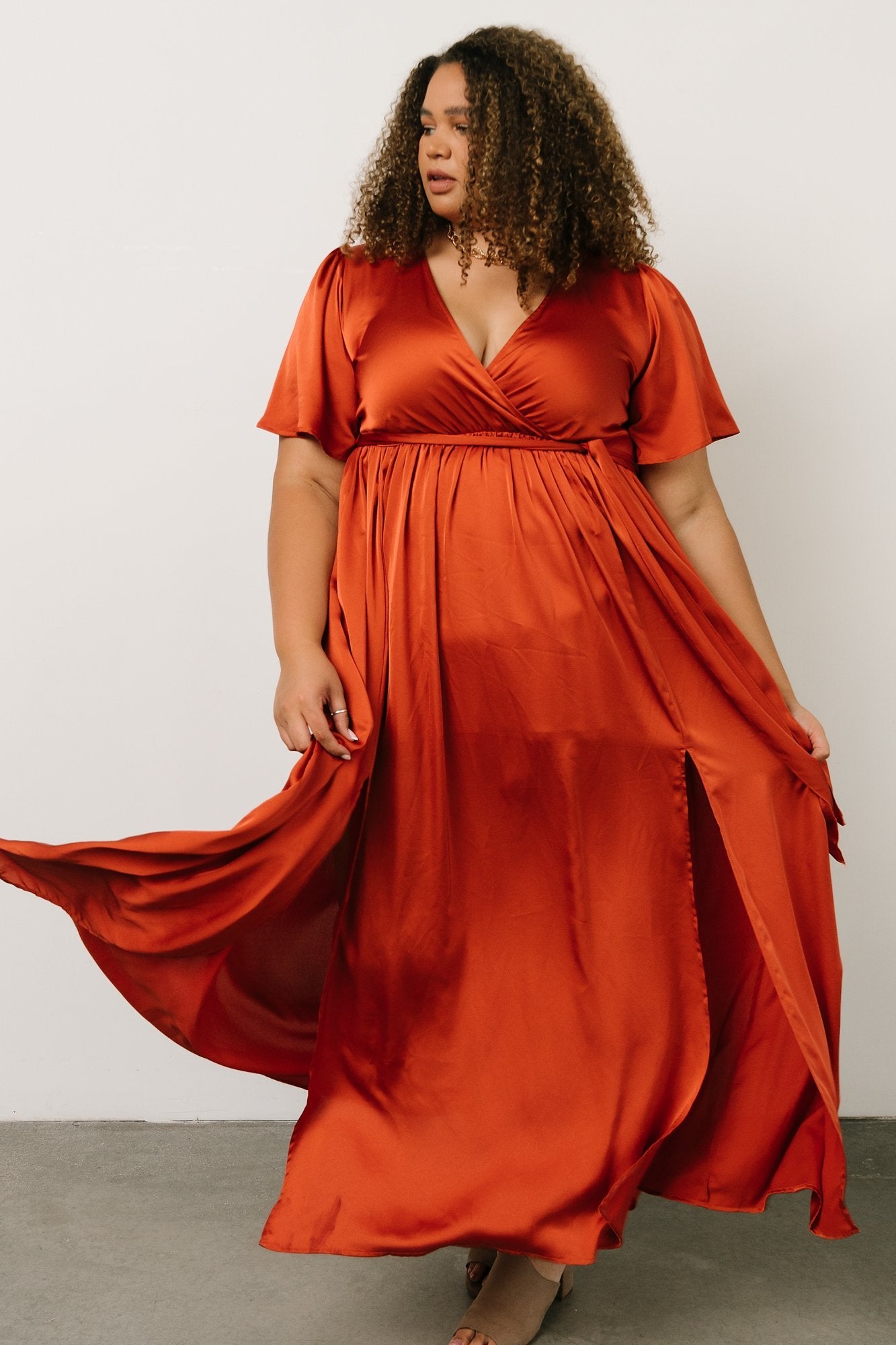 Sicily Satin Maxi Dress | Rust Marketable Sale Online