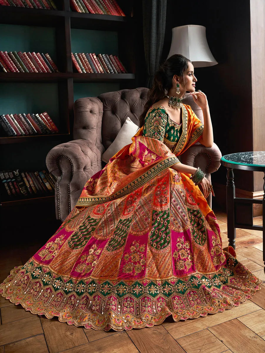 Luxurious Banarasi Silk Embroidered Bridal Lehenga Choli Set Official