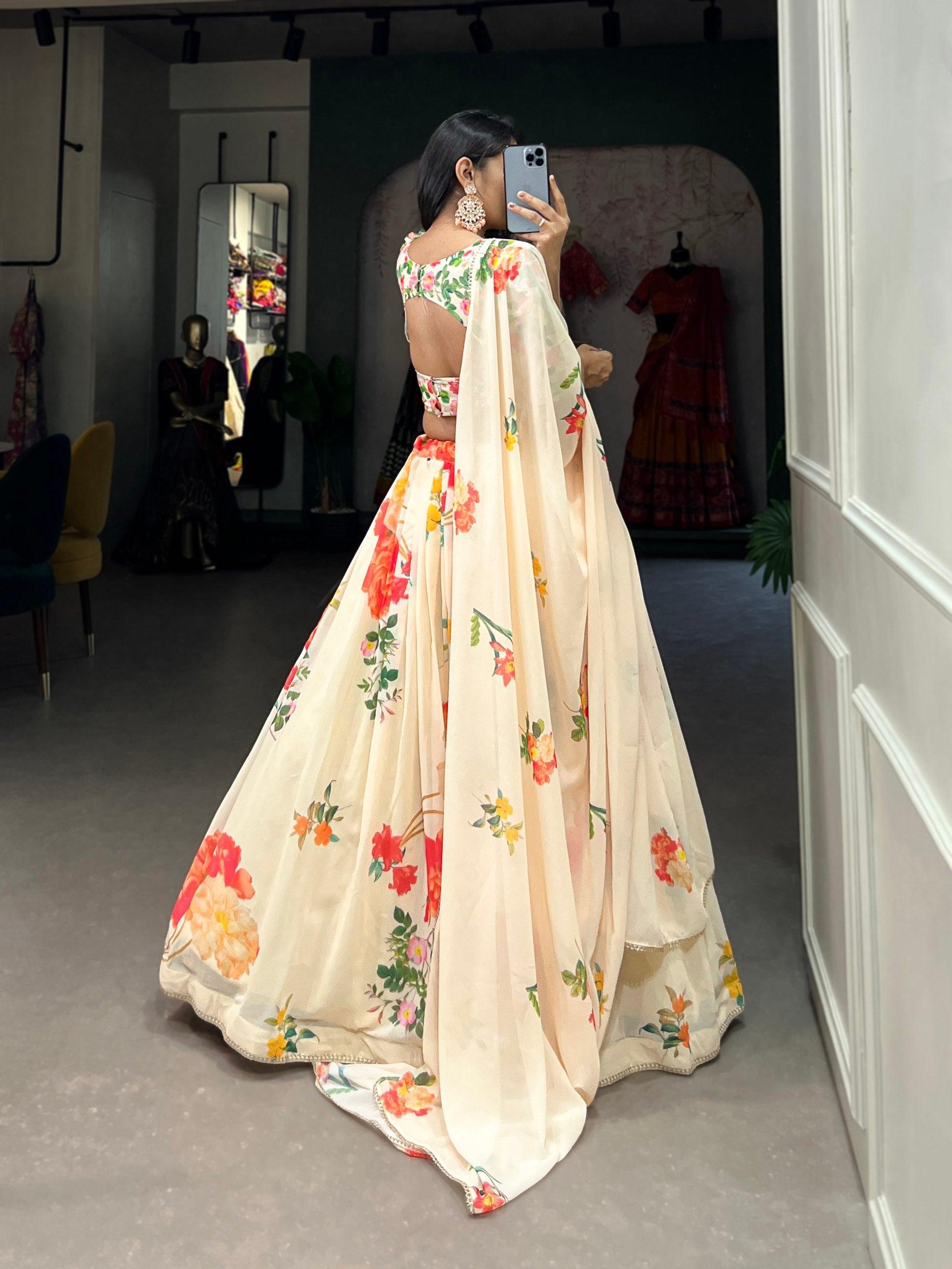 Floral Fantasy Printed Lehenga Choli Set For Sale