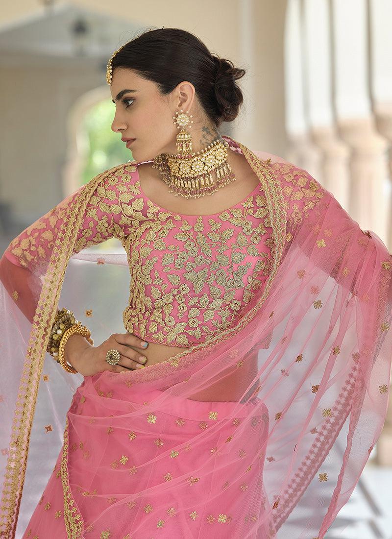 Baby Pink Color Soft Net Fabric Dori Work Ethnic Wear Lehenga Best Place To Buy Online