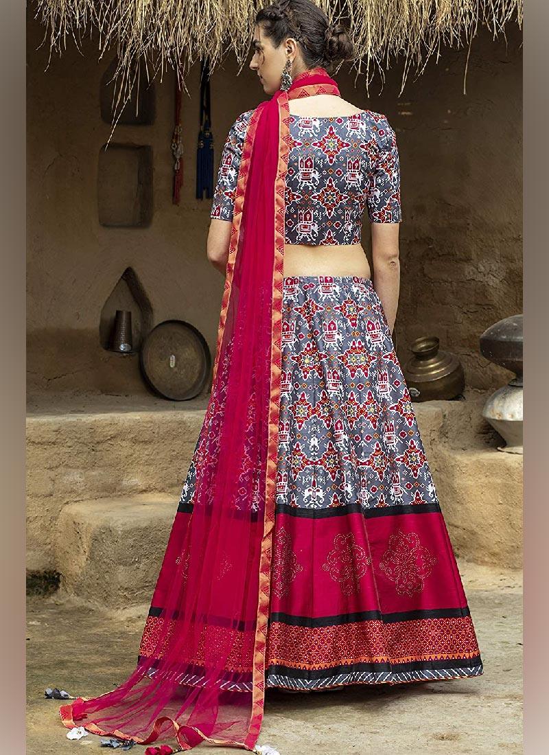 Eye-Captivating Grey And Pink Color Art Silk Base Printed Lehenga Choli Footlocker Finishline Online