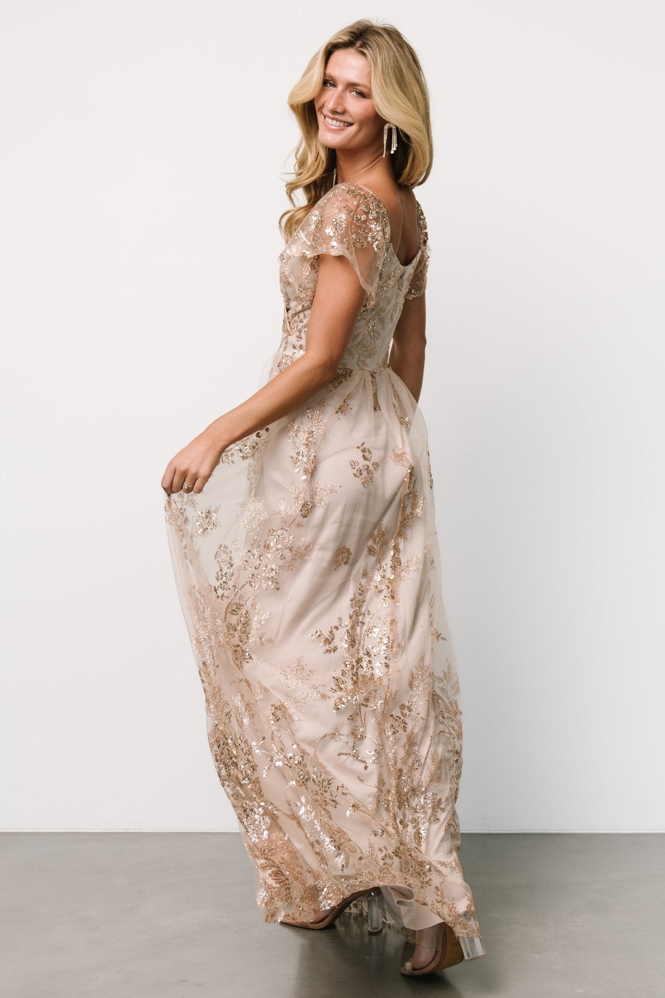 Corinne Shimmer Maxi Gown | Champagne Outlet Lowest Pice