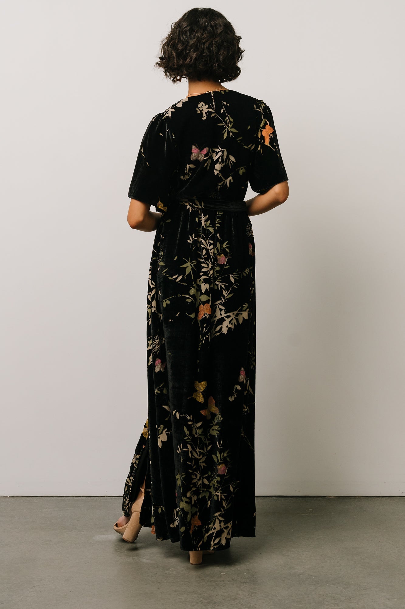 Uma Velvet Maxi Dress | Black Butterfly Print Tumblr Cheap Pice