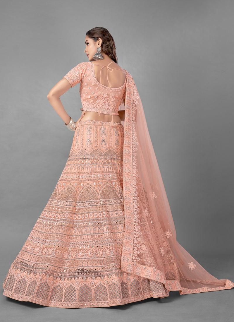 Amazing Peach Color Soft Net Base With Heavy Work Bridal Wear Lehenga Choli Cheap 2025 Newest