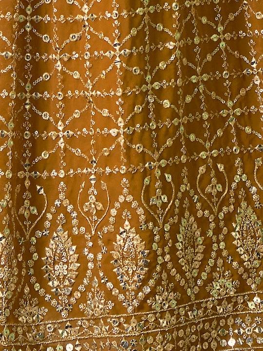 Mustard color Georgette Sequinned A-line lehenga choli New For Sale