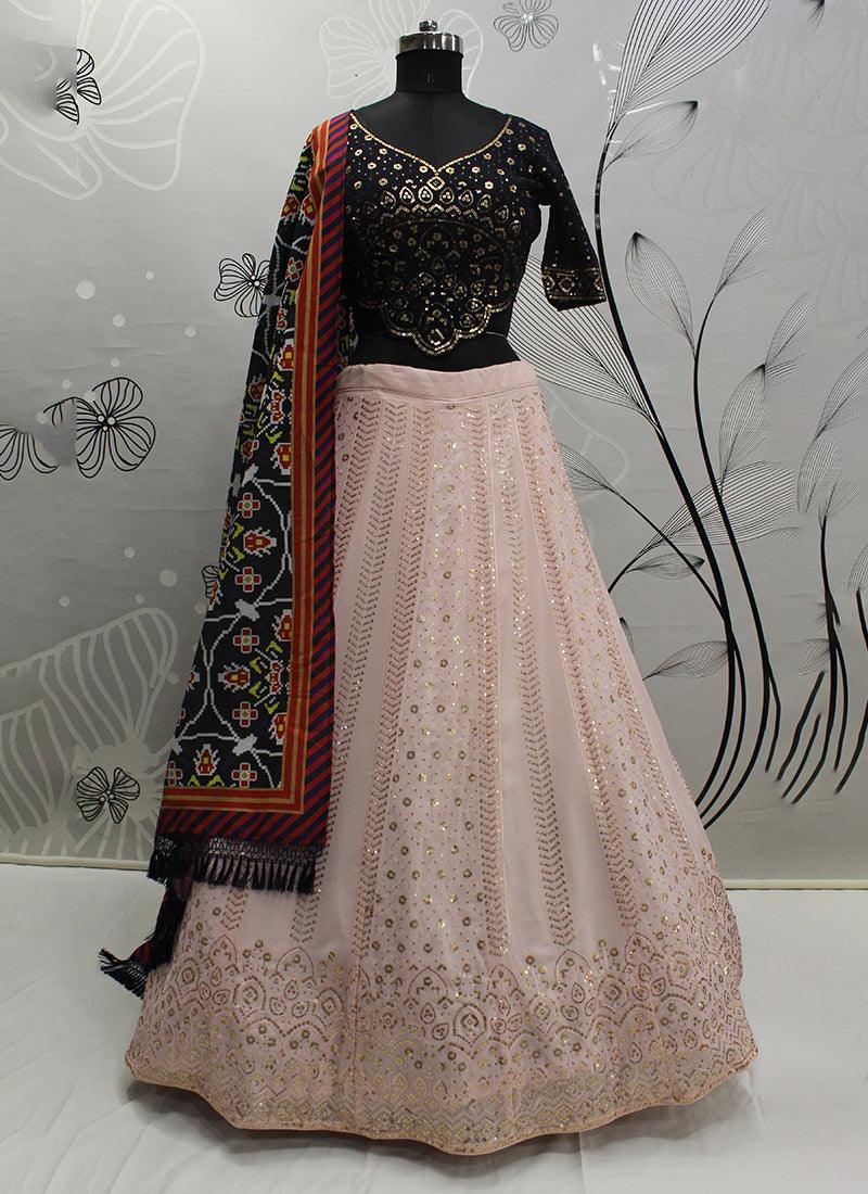 Heavy Sequins Work Pink Chaniya Choli Quality Free Shipping