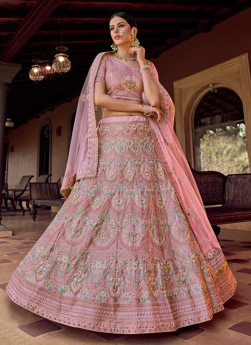 Pink Color Georgette Fabric Lehenga With Sequins Work Buy Cheap Pay With Paypal