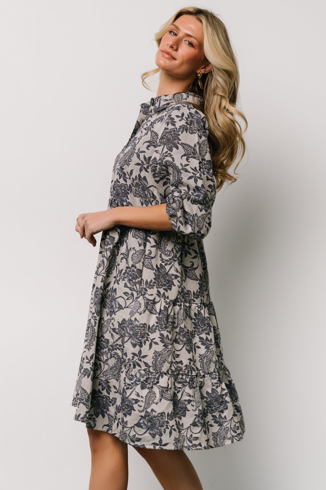 Dakota Babydoll Dress | Navy Print Free Shipping For Sale