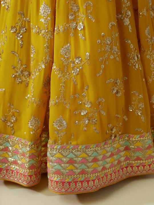 Yellow lehenga choli with contrast dupatta 2025 Newest