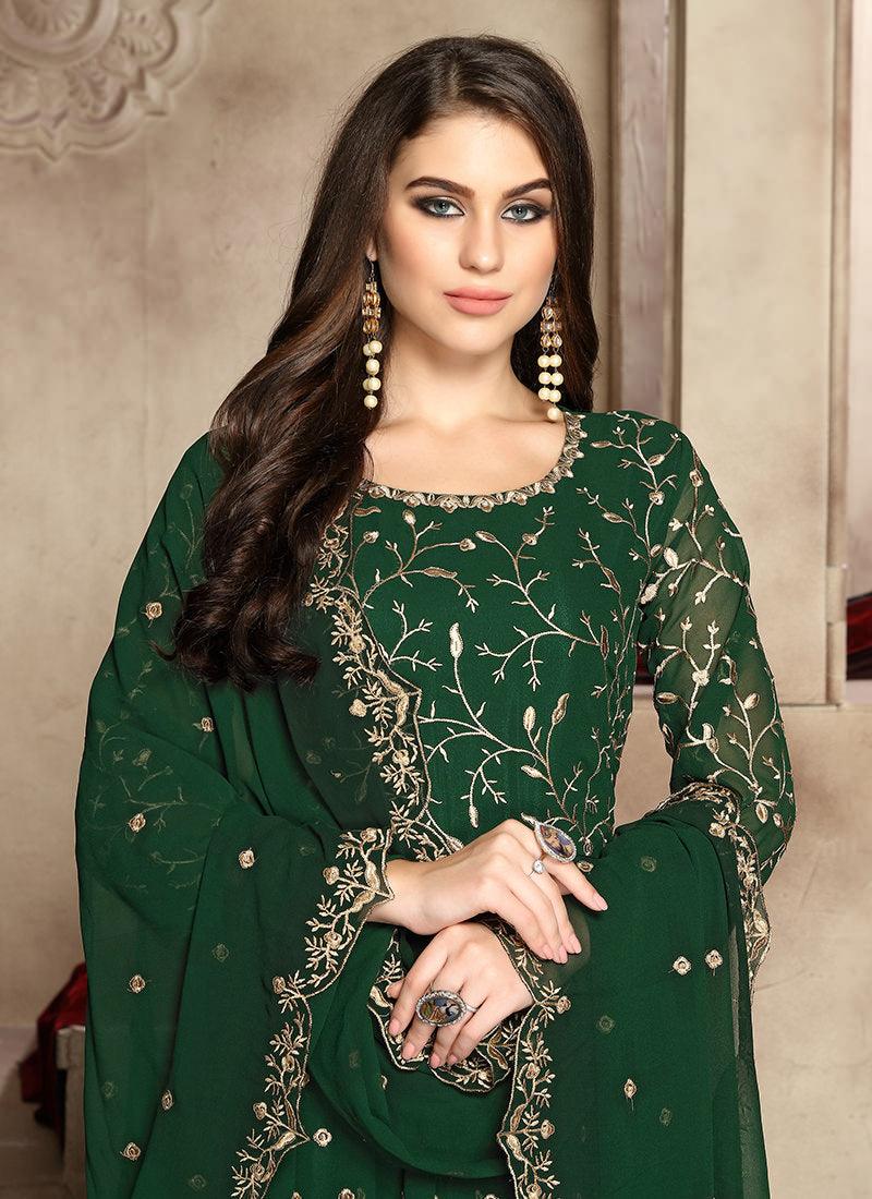 Heavy Zari Work Green Anarkali Suit Free Shipping Cheap Pice