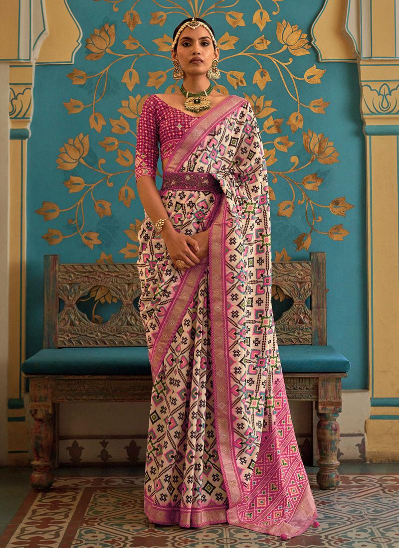 Hot Pink Smooth Silk Patola Saree 2025 Cheap Online