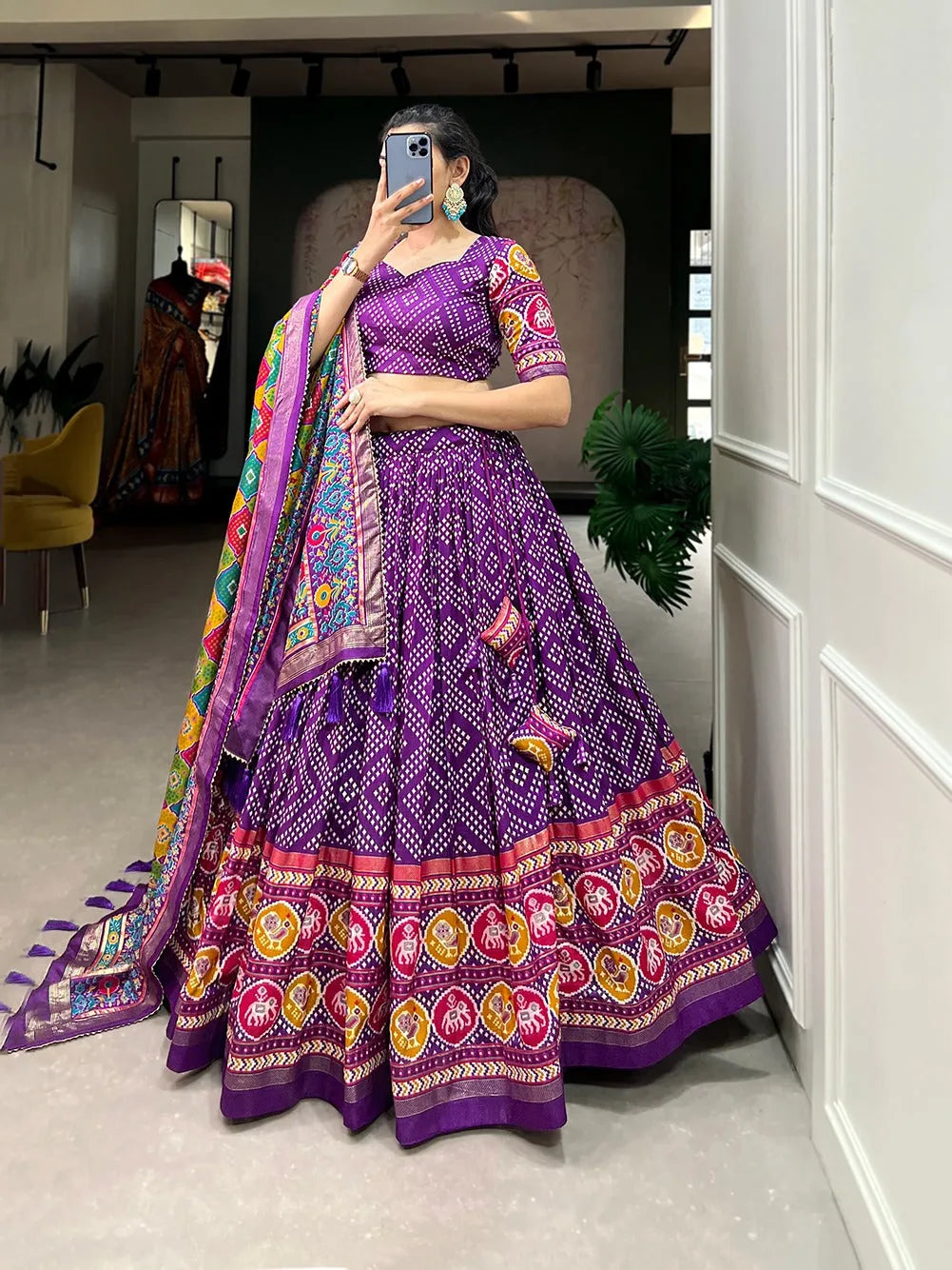 Outstanding and Beautifully Printed Tussar Silk Lehenga Choli Outlet Store Locations