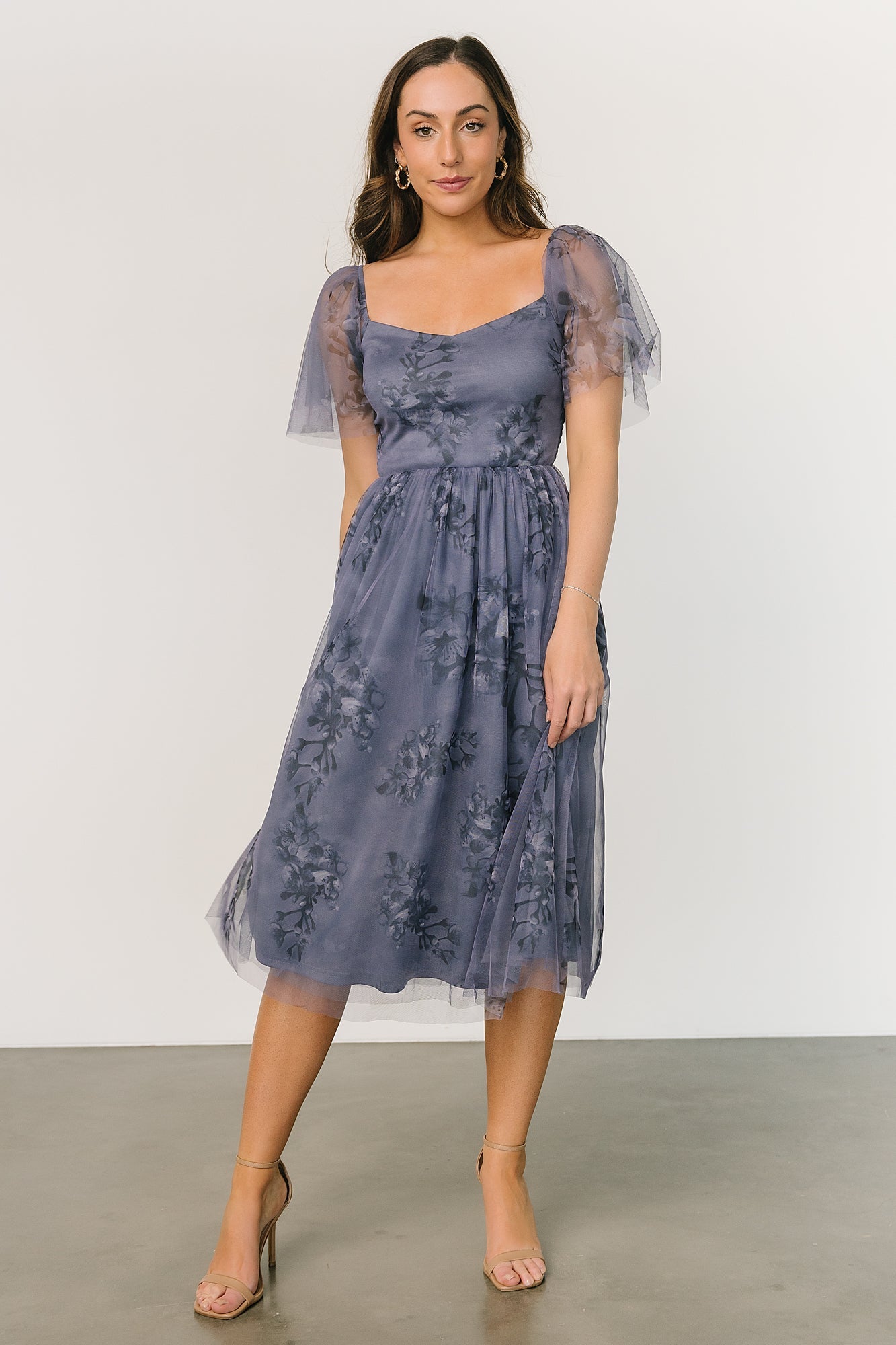 Gwyneth Tulle Midi Dress | Slate Blue Multi Cheap Sale Collections