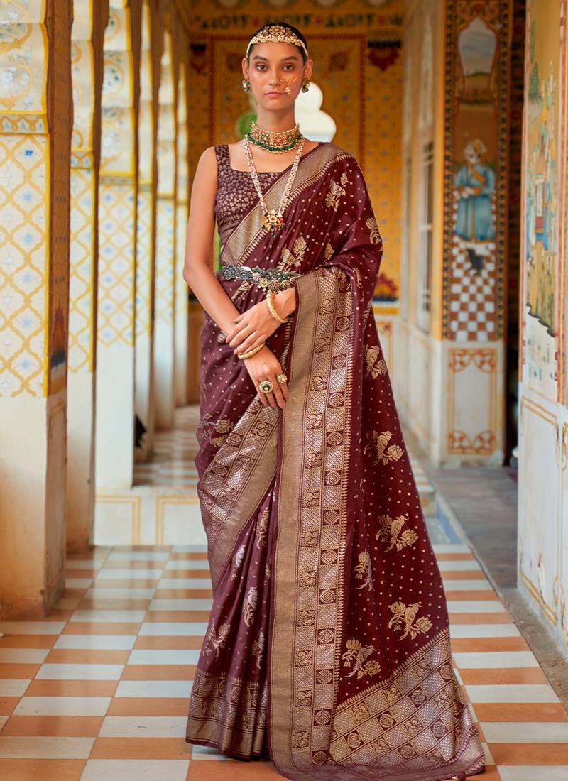 Sleeveless Maroon Classic Saree Sale Cheapest Pice