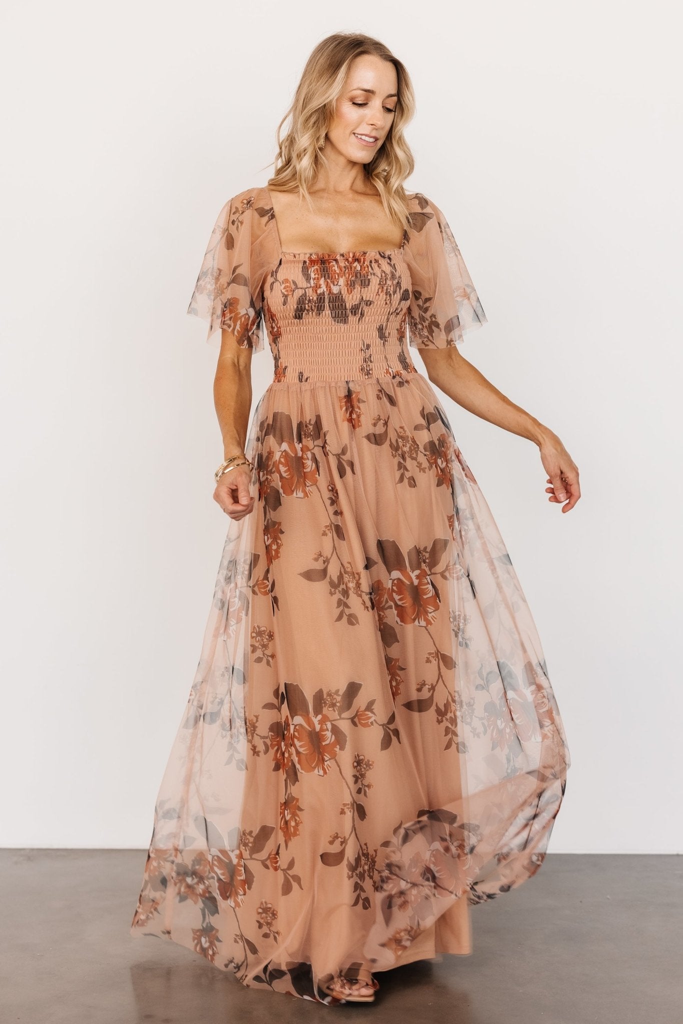 Cassandra Tulle Maxi Dress | Copper Floral Brand New Unisex Sale Online