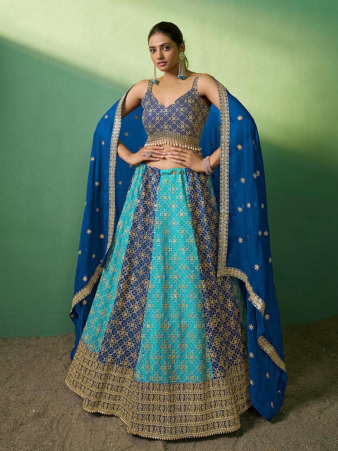 Blue Georgette Sequined Kalidar Lehenga choli Clearance Find Great