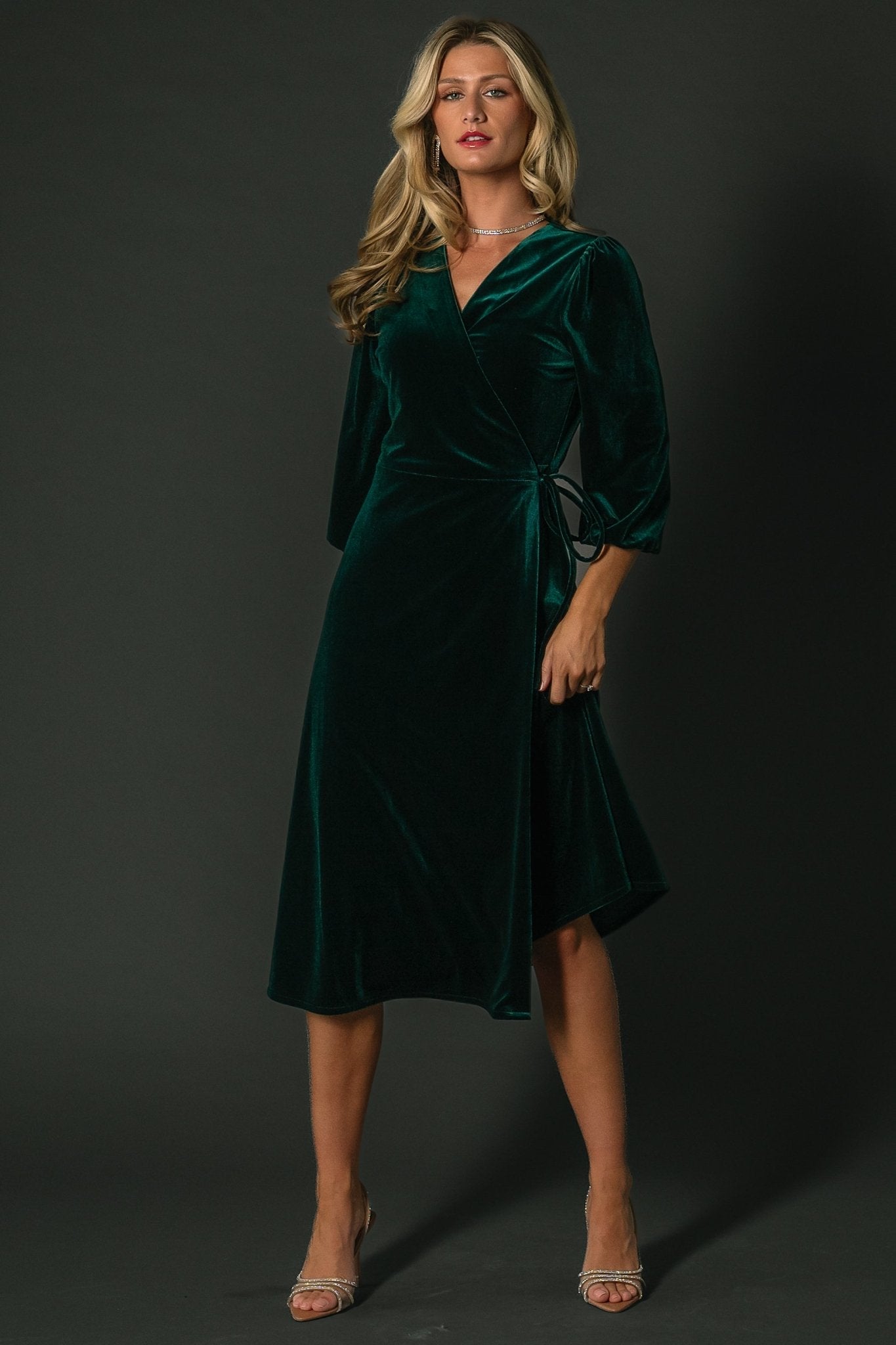 Beckinsale Velvet Wrap Dress | Dark Green Free Shipping Eastbay