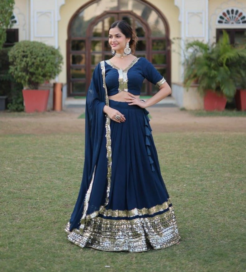 Rama Georgette Embroidered Lehenga Choli with dupatta Sale Ebay