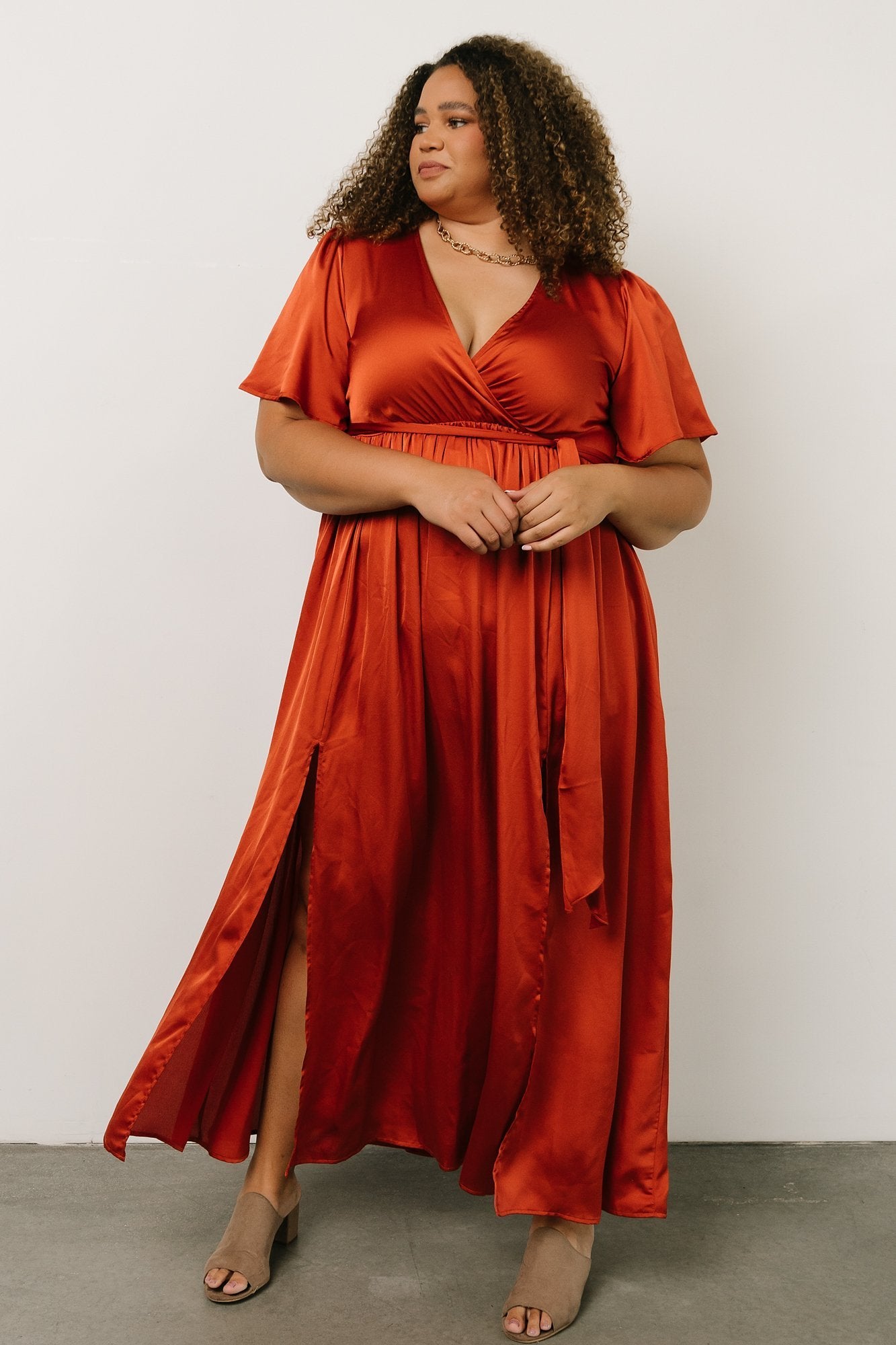 Sicily Satin Maxi Dress | Rust Marketable Sale Online