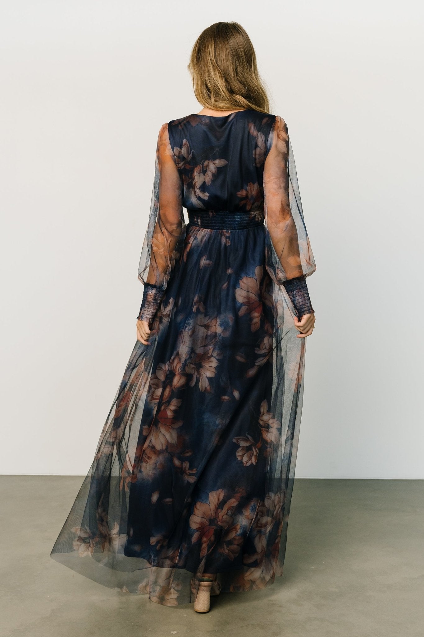 Layla Tulle Maxi Dress | Dark Blue Floral New Styles Cheap Pice