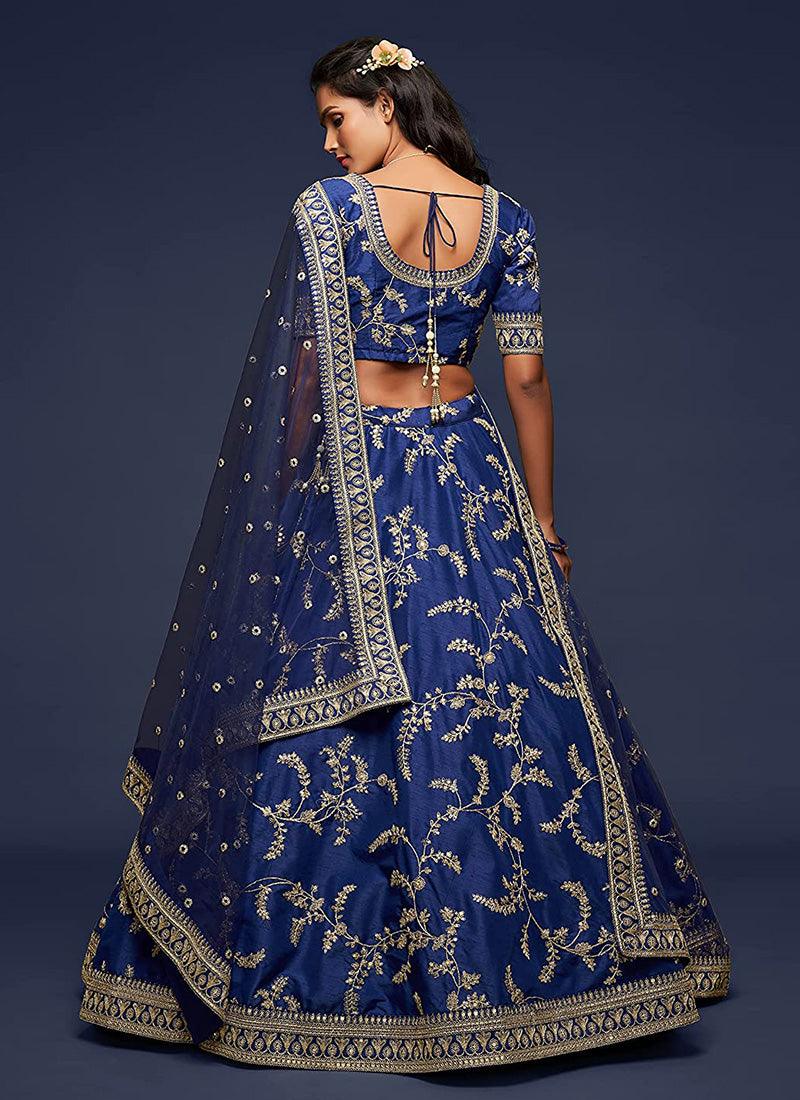 Royal Blue Color Art Silk Fabric Dori Work Lehenga With Net Dupatta Sale 2025 New