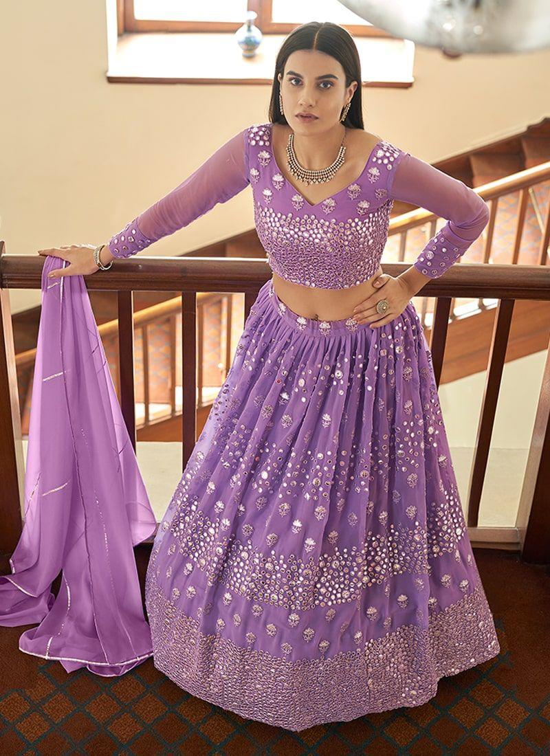 Charming Look Heavy Work Base Lilac Lehenga Choli Websites Cheap Pice