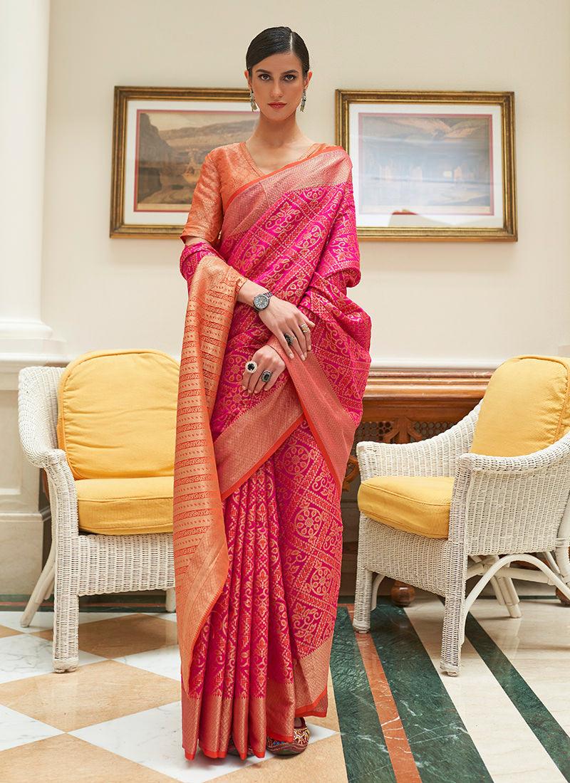 Rani Pink Traditional Patola Saree Outlet The Cheapest