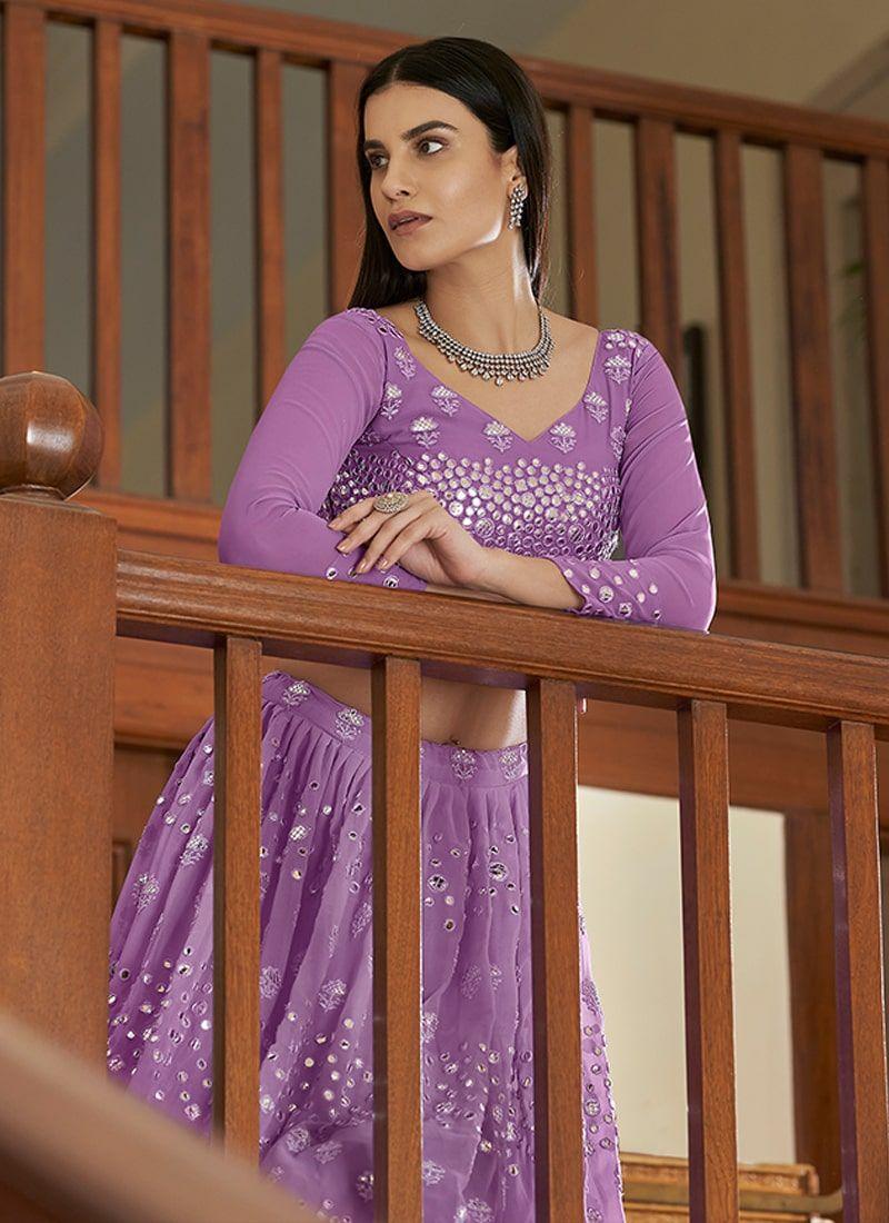 Charming Look Heavy Work Base Lilac Lehenga Choli Websites Cheap Pice