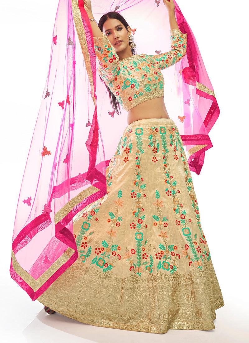 Cream Color Designer Chaniya Choli Discount View