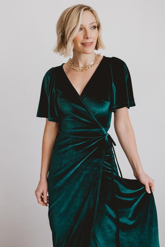 Meghan Velvet Wrap Maxi Dress | Emerald Store Cheap Online