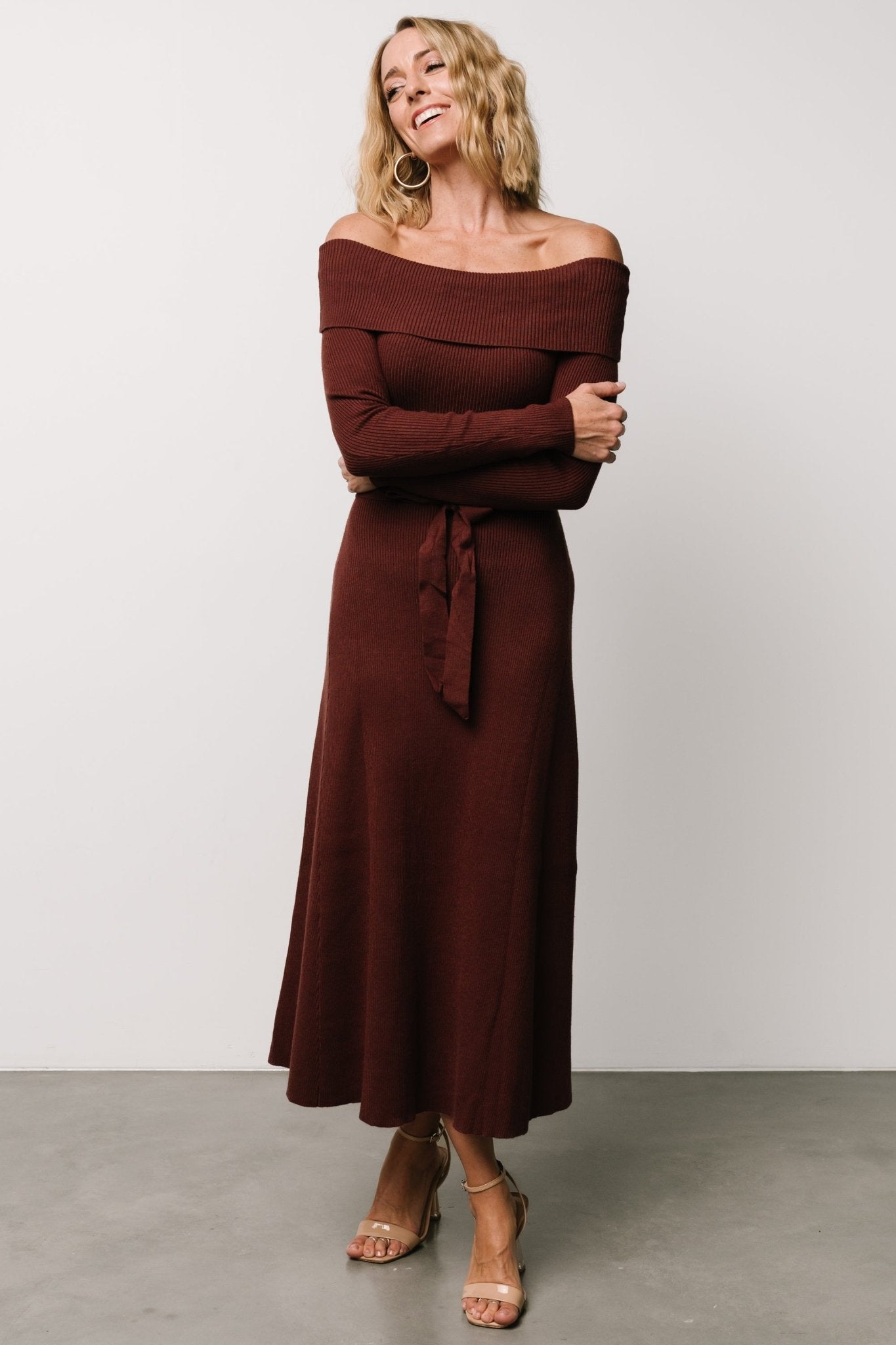 Rheta Off Shoulder Sweater Dress | Mahogany Affordable Cheap Pice