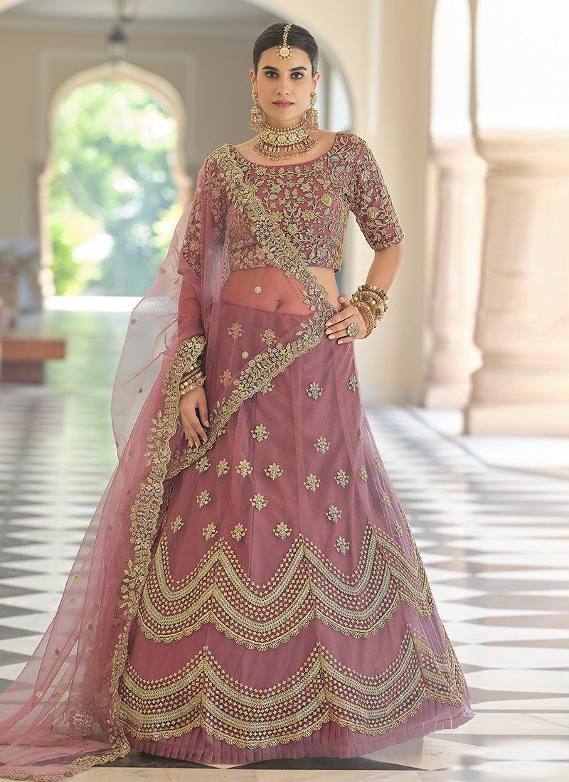 Engrossing Look Mauve Pink Color Soft Net Base Sequins Work Lehenga Top Quality Online