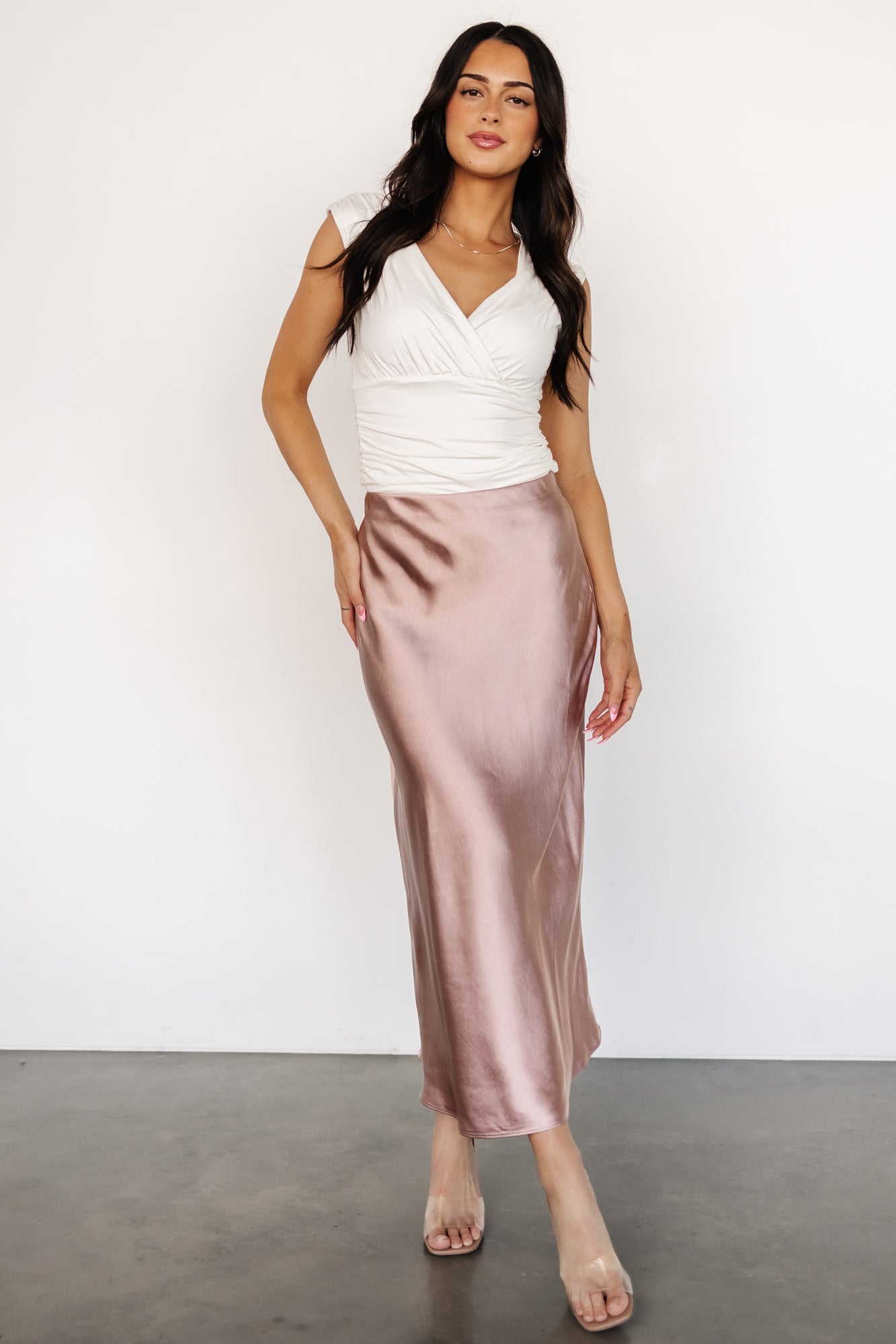 Celeste Satin Midi Skirt | Blush Buy Cheap Deals