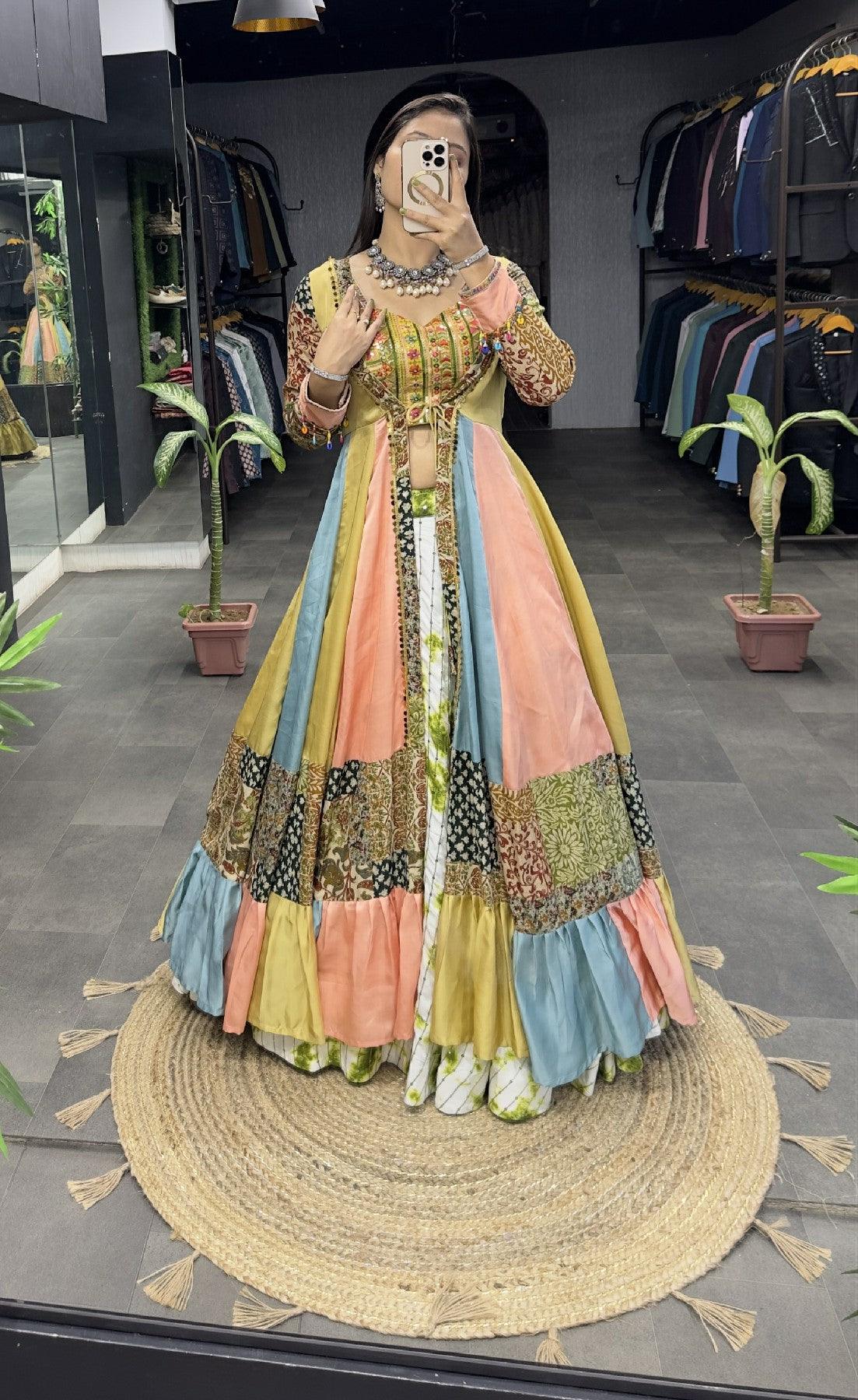 Stunning Multicolored Traditional Indo-Western Set Discount Outlet Store