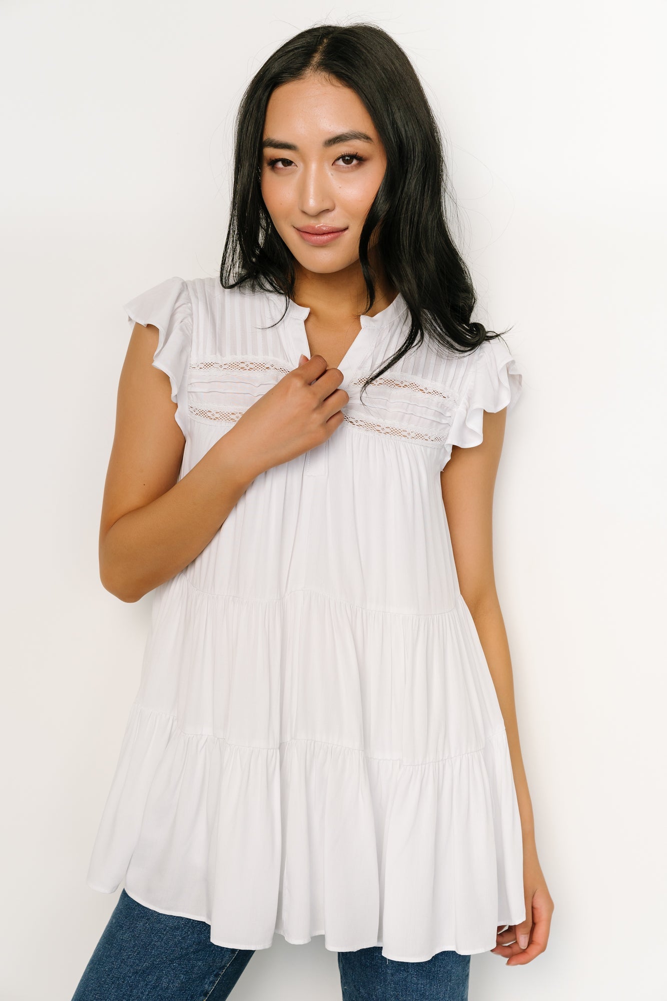 Margaret Tiered Top | White Release Dates Cheap Online