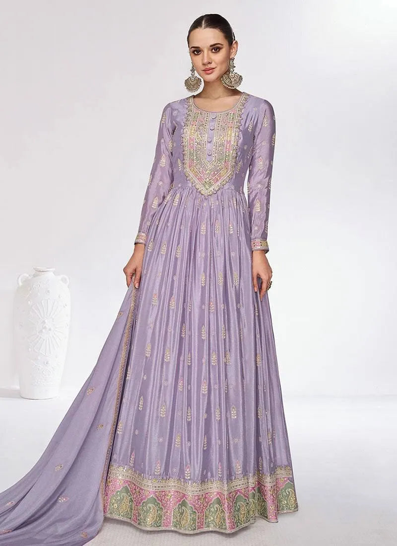 Stunning Lavender Chinon Embroidered Gown Buy Cheap Shop